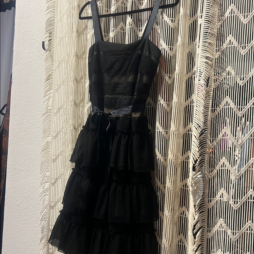 Michael Kors Elegant Black Ruffled Mini Dress